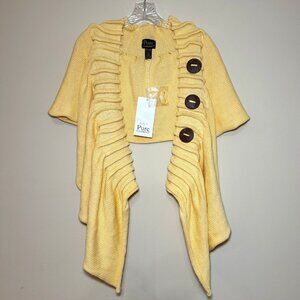 NWT Pure Handknit 100% cotton yellow shawl wrap one size handmade boho layering